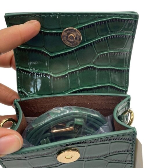 Mini Green Croc Embossed Polyurethane Leather Convertible Shoulder & Handbag - Picture 4 of 4